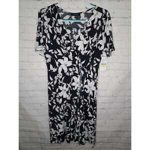 NWT Women's Karen Kane Island Rhythm Faux Wrap Dress Black/White Size M MSRP 109